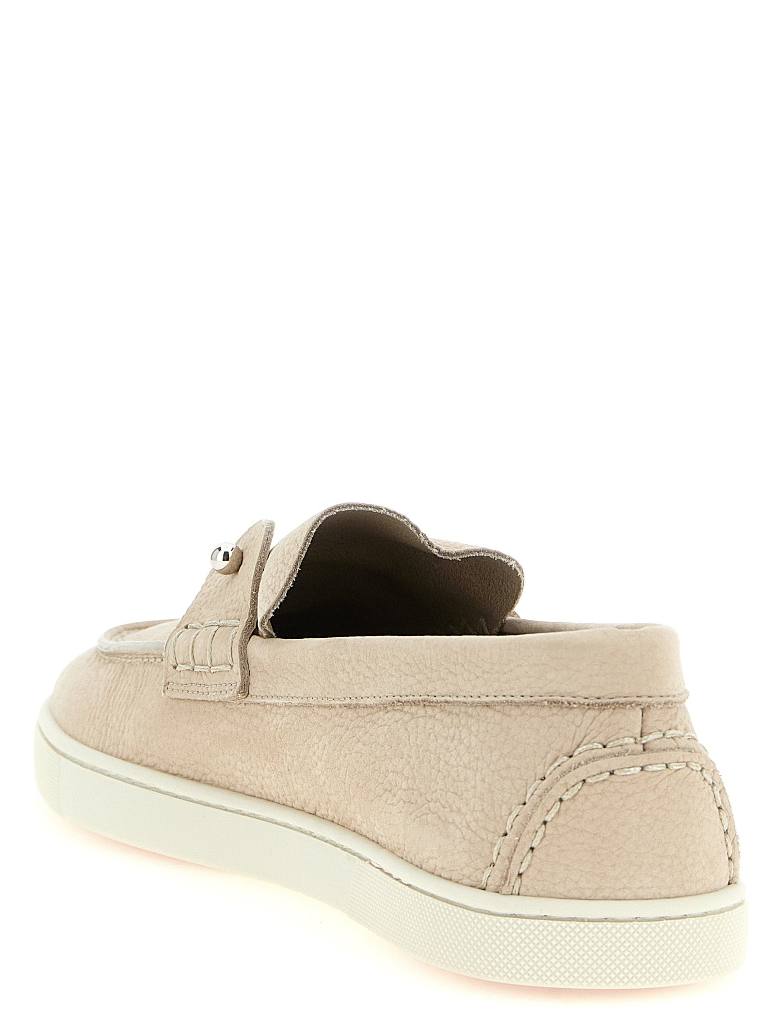 Beige Calfskin Slip-On Loafers