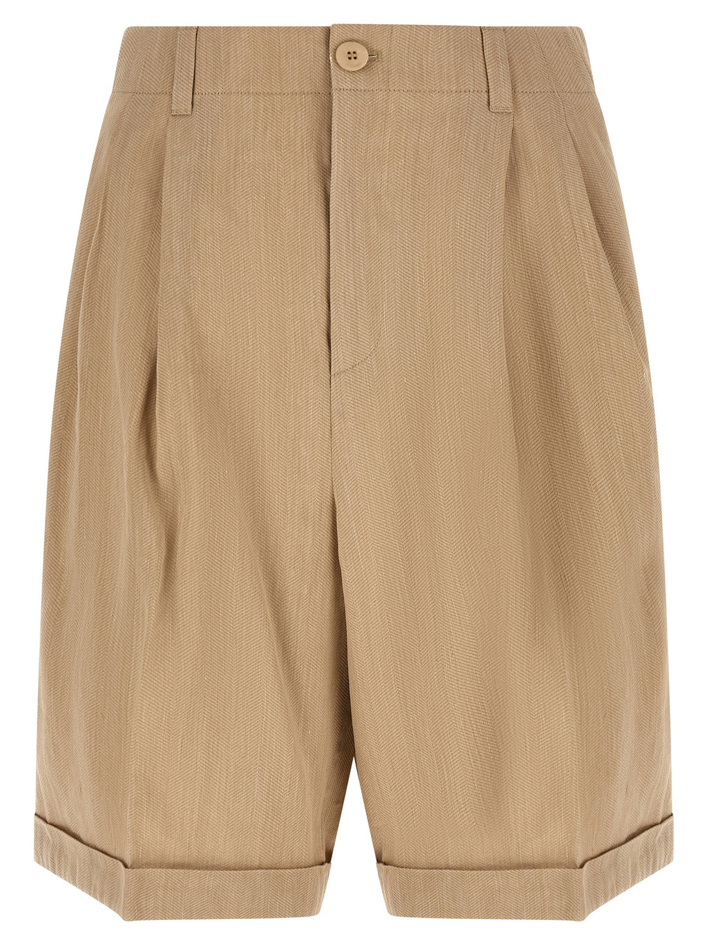 Beige Linen Bermuda Shorts