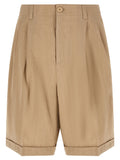 Beige Linen Bermuda Shorts
