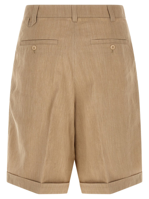 Beige Linen Bermuda Shorts