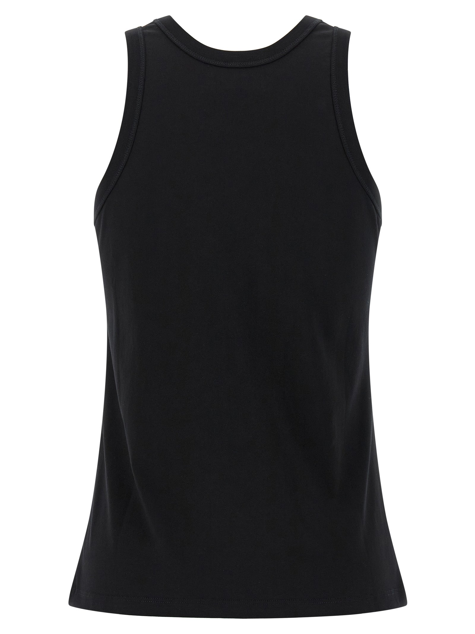 Black Cotton Sleeveles T-Shirt