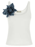 Blue Cotton Sleeveles T-Shirt