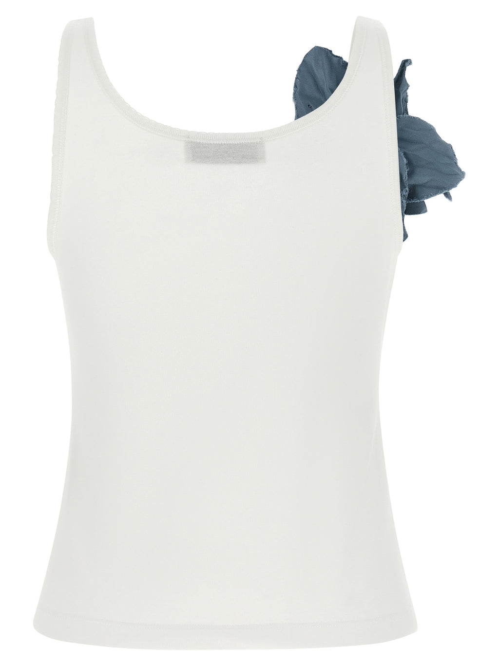 Blue Cotton Sleeveles T-Shirt