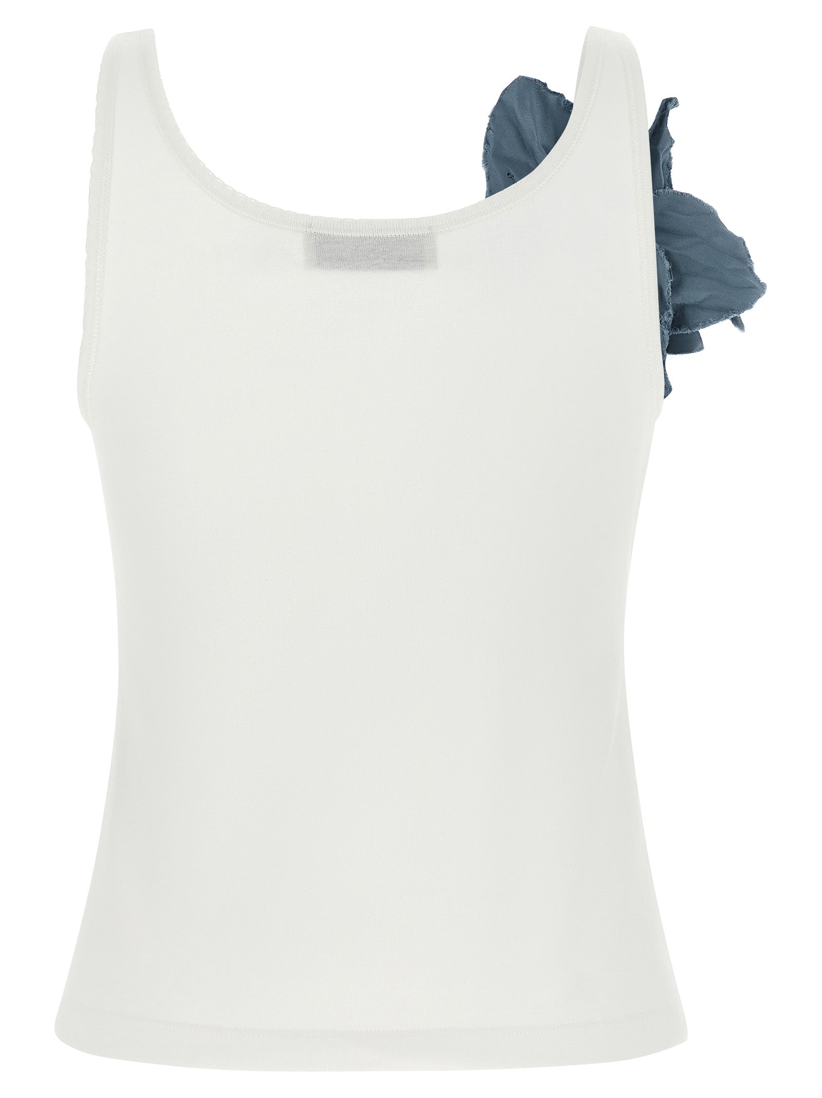 Blue Cotton Sleeveles T-Shirt