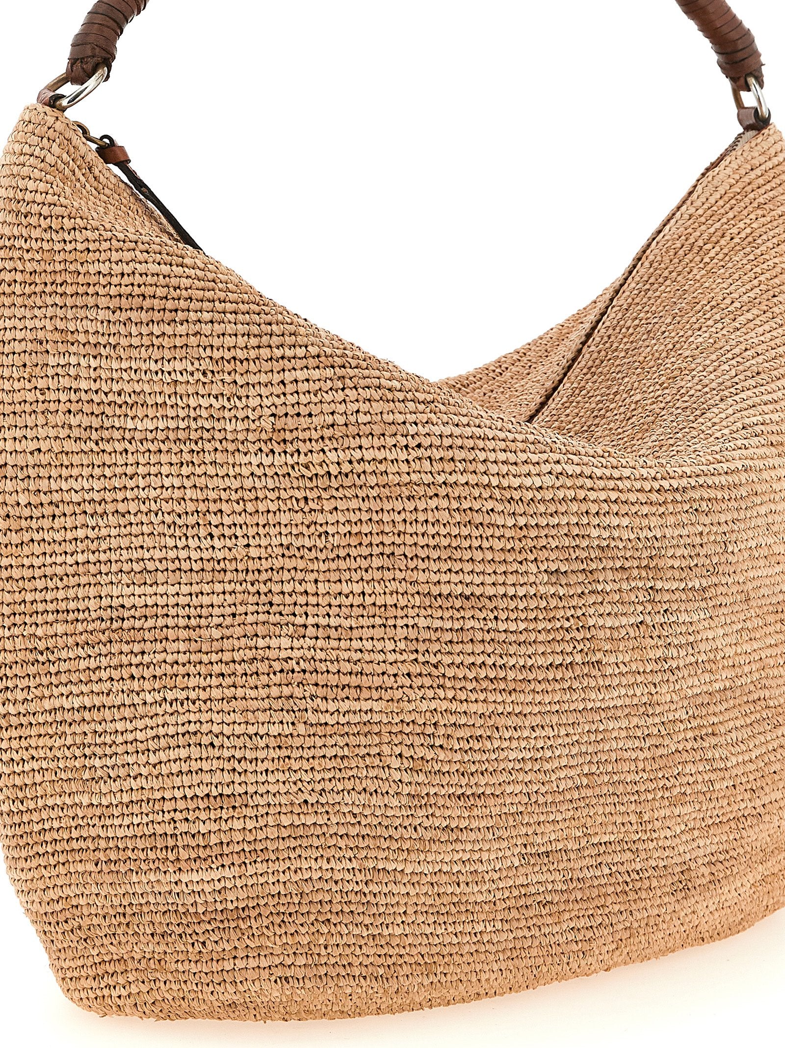 Beige Raffia Shoulder Bag