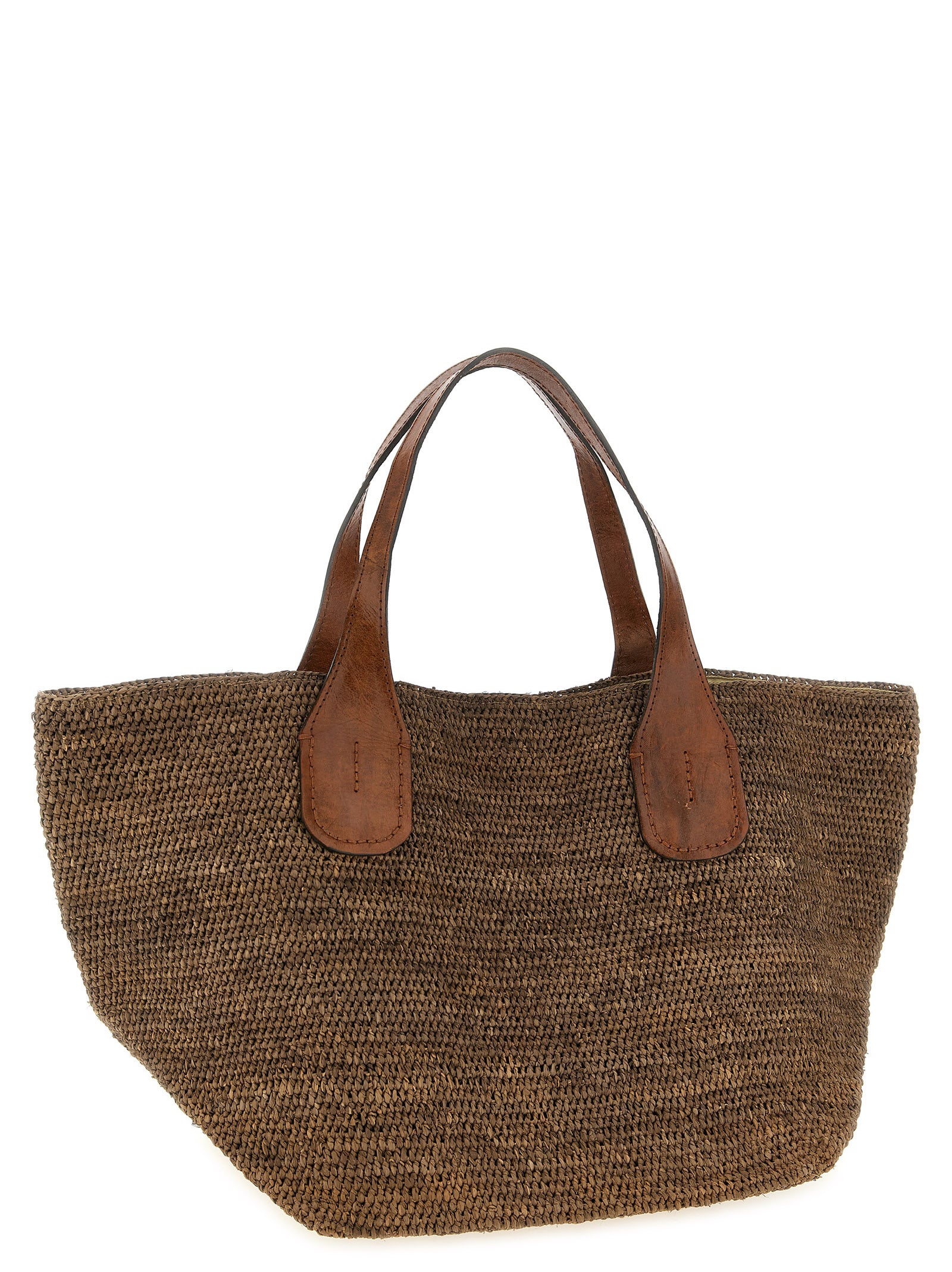 Brown Raffia Tote Bag