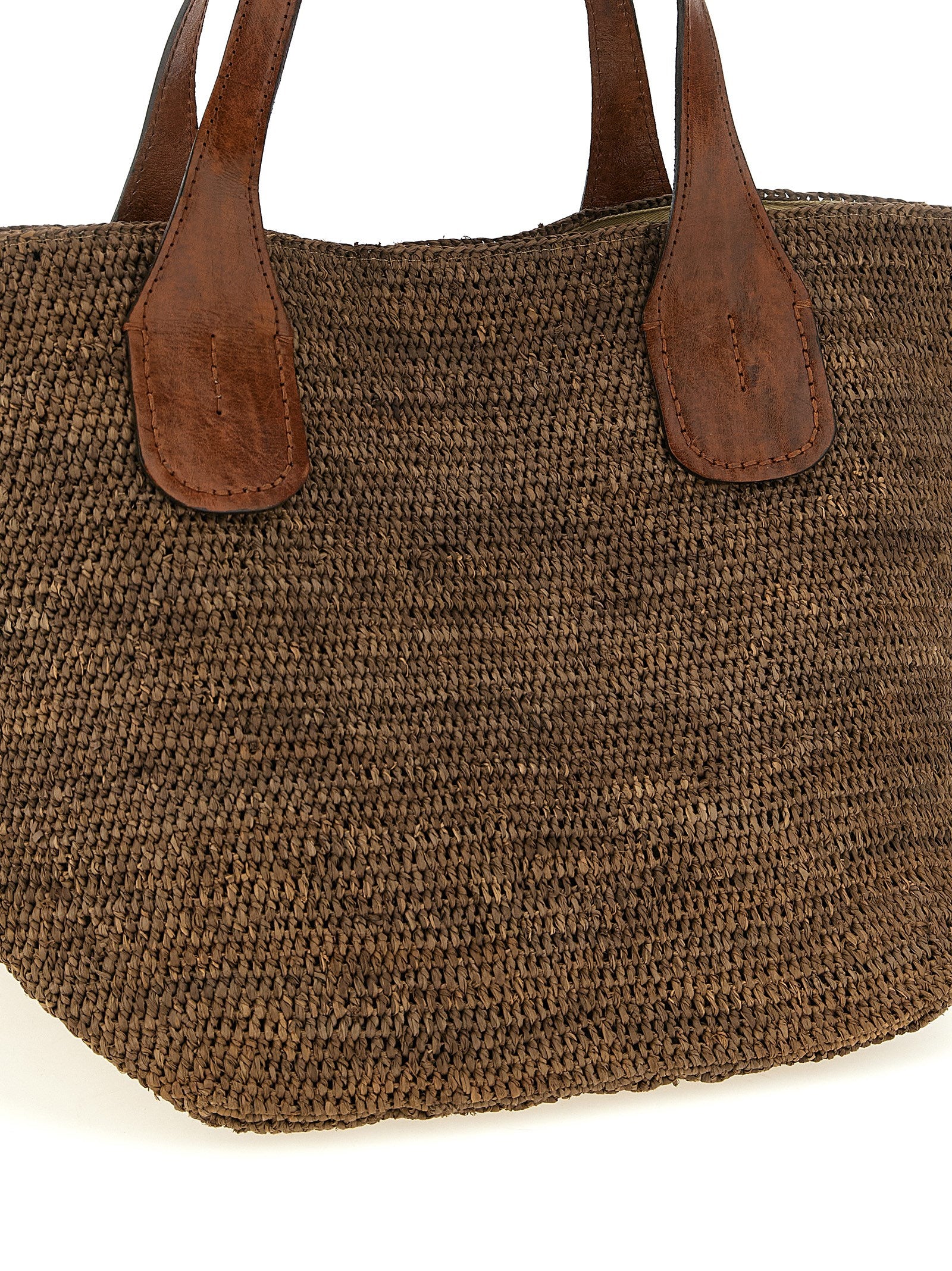 Brown Raffia Tote Bag