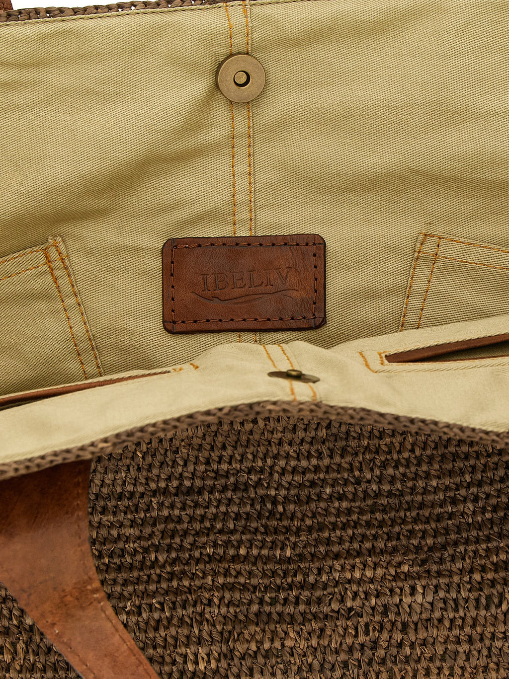 Brown Raffia Tote Bag