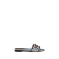 Blue Cotton Flat Sandals