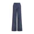 Blue Cotton Casual Pants