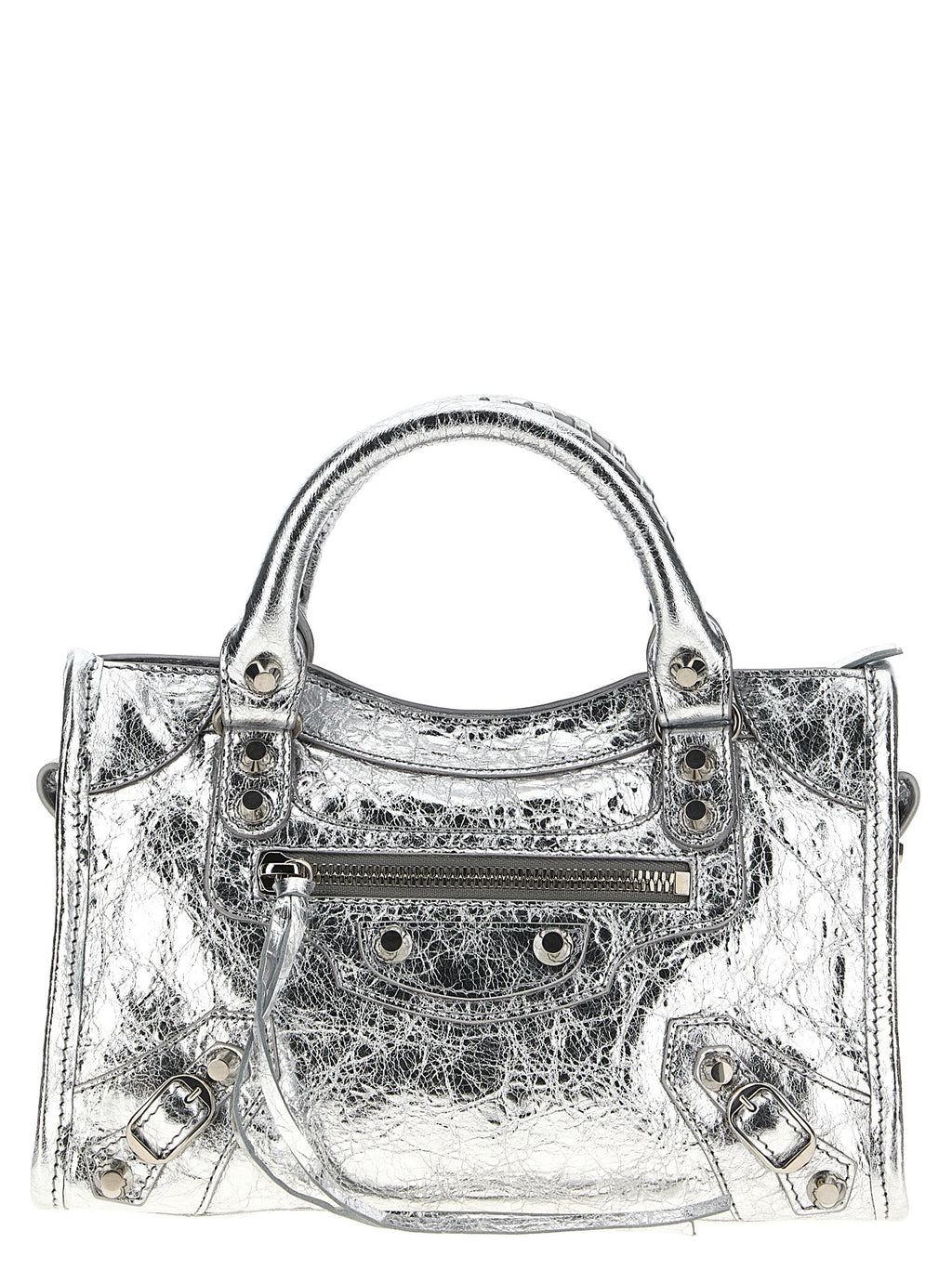 Silver Lamb Leather Handbag