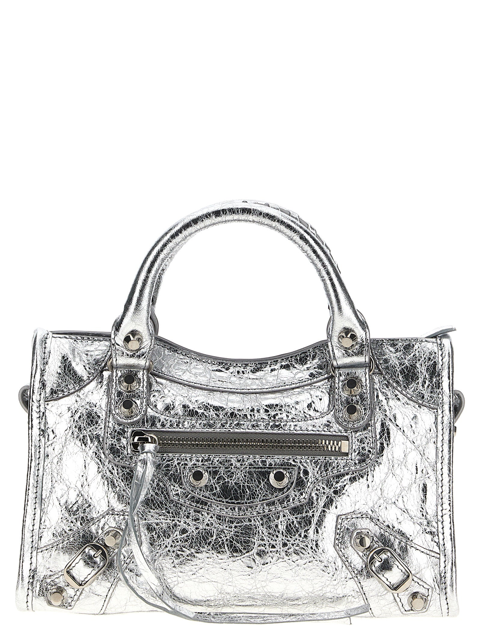 Silver Lamb Leather Handbag