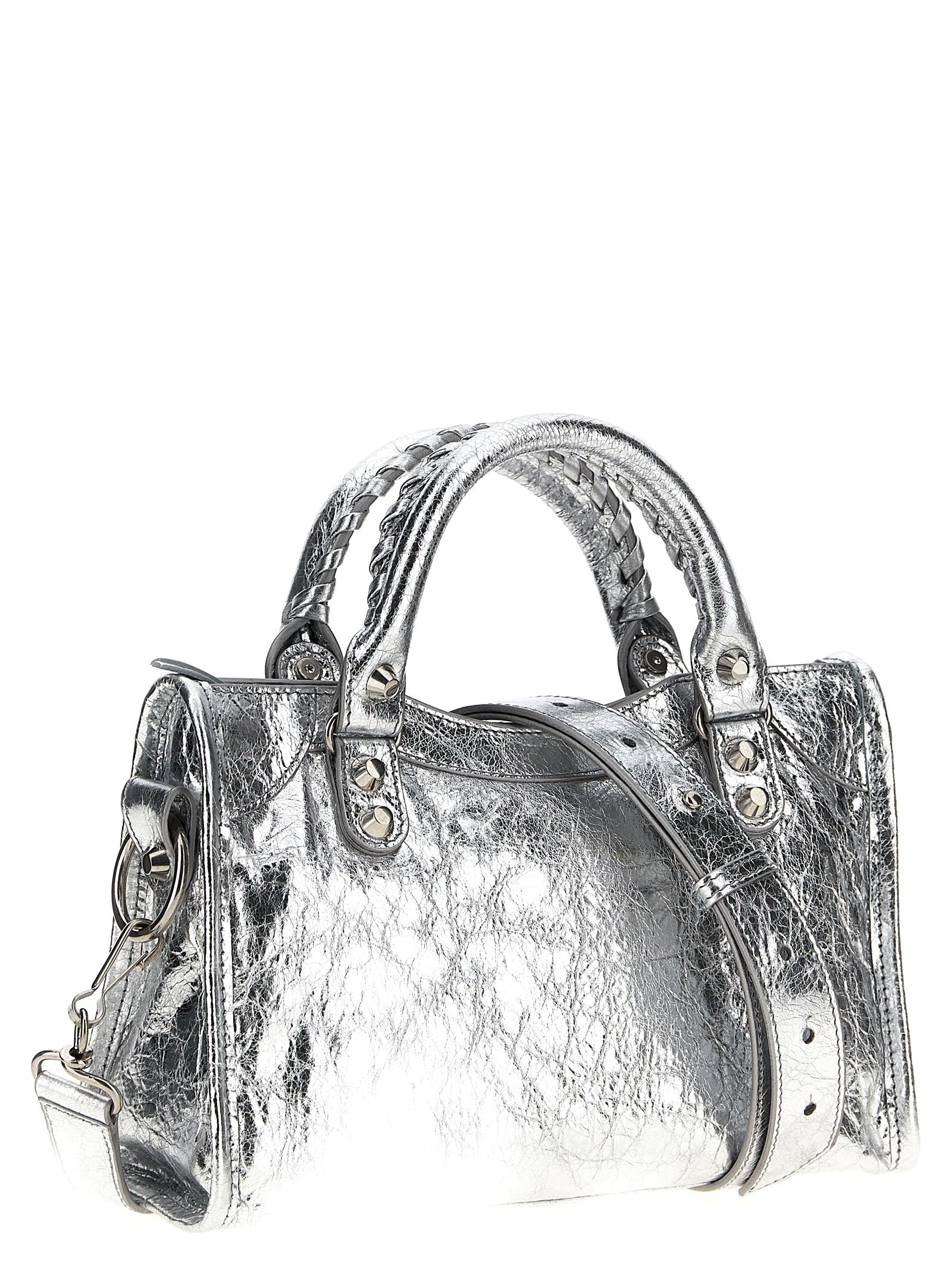 Silver Lamb Leather Handbag