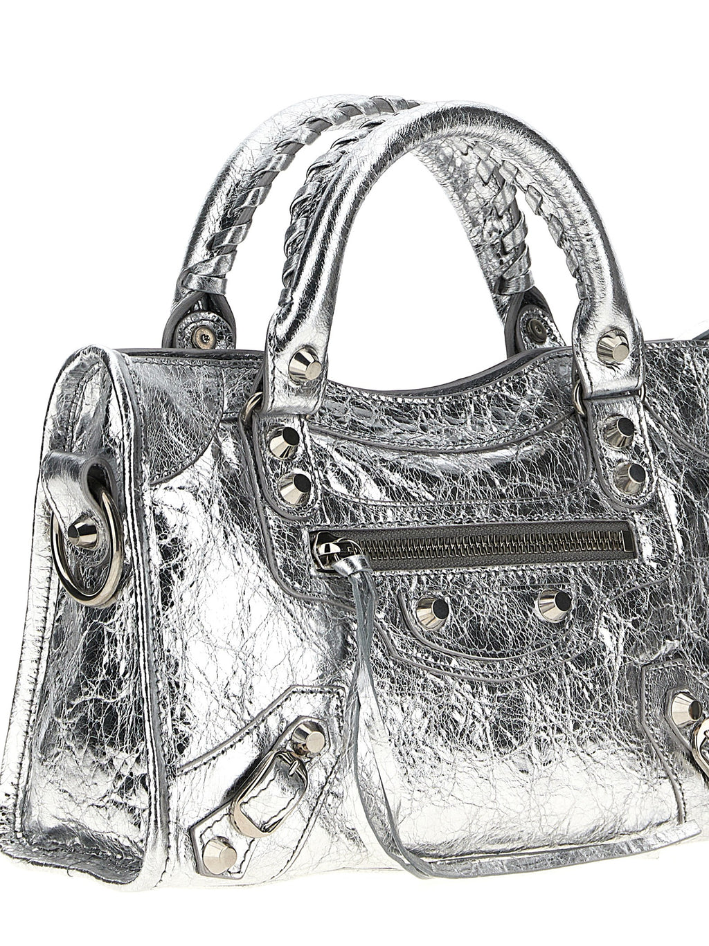 Silver Lamb Leather Handbag