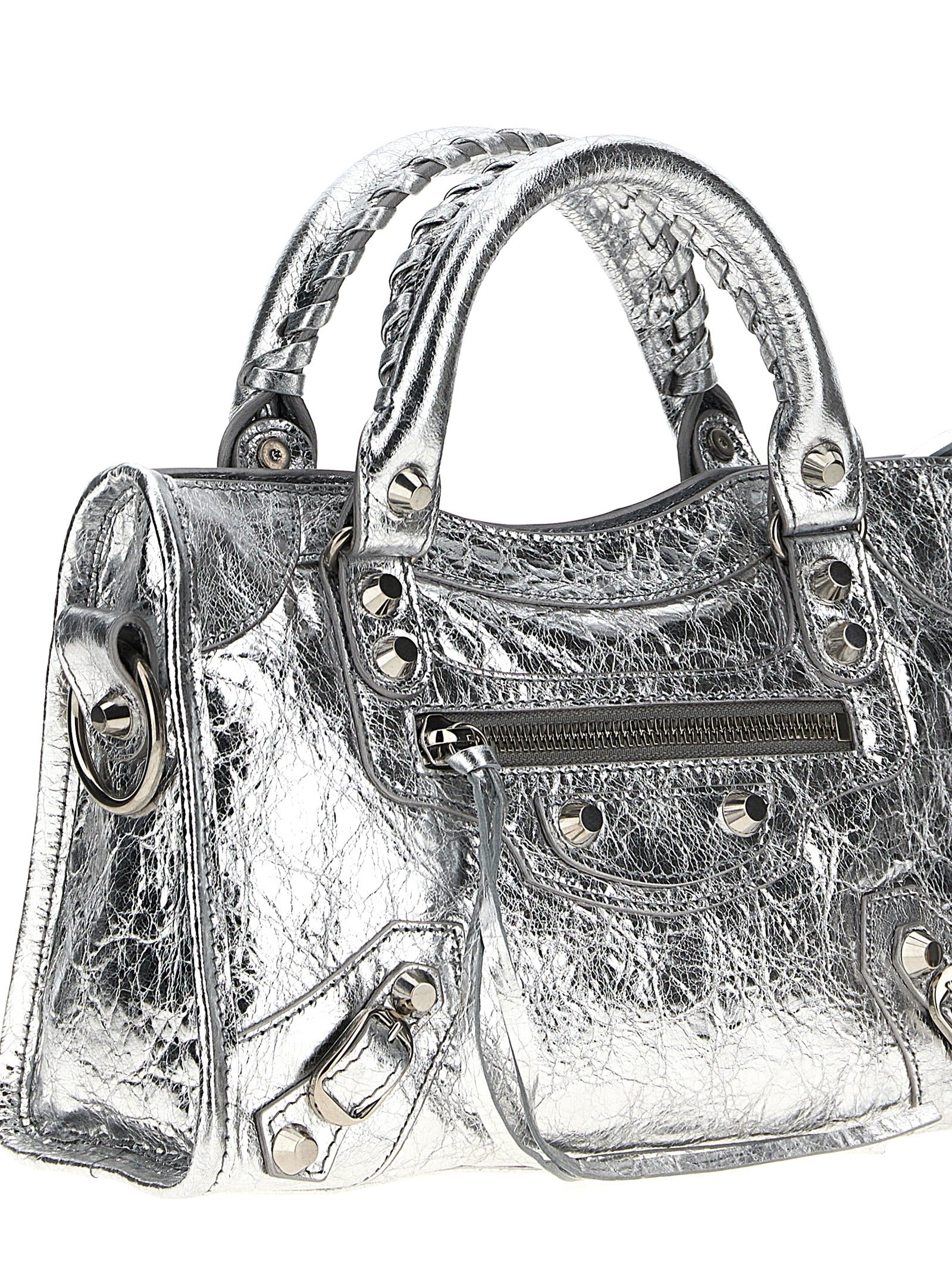 Silver Lamb Leather Handbag
