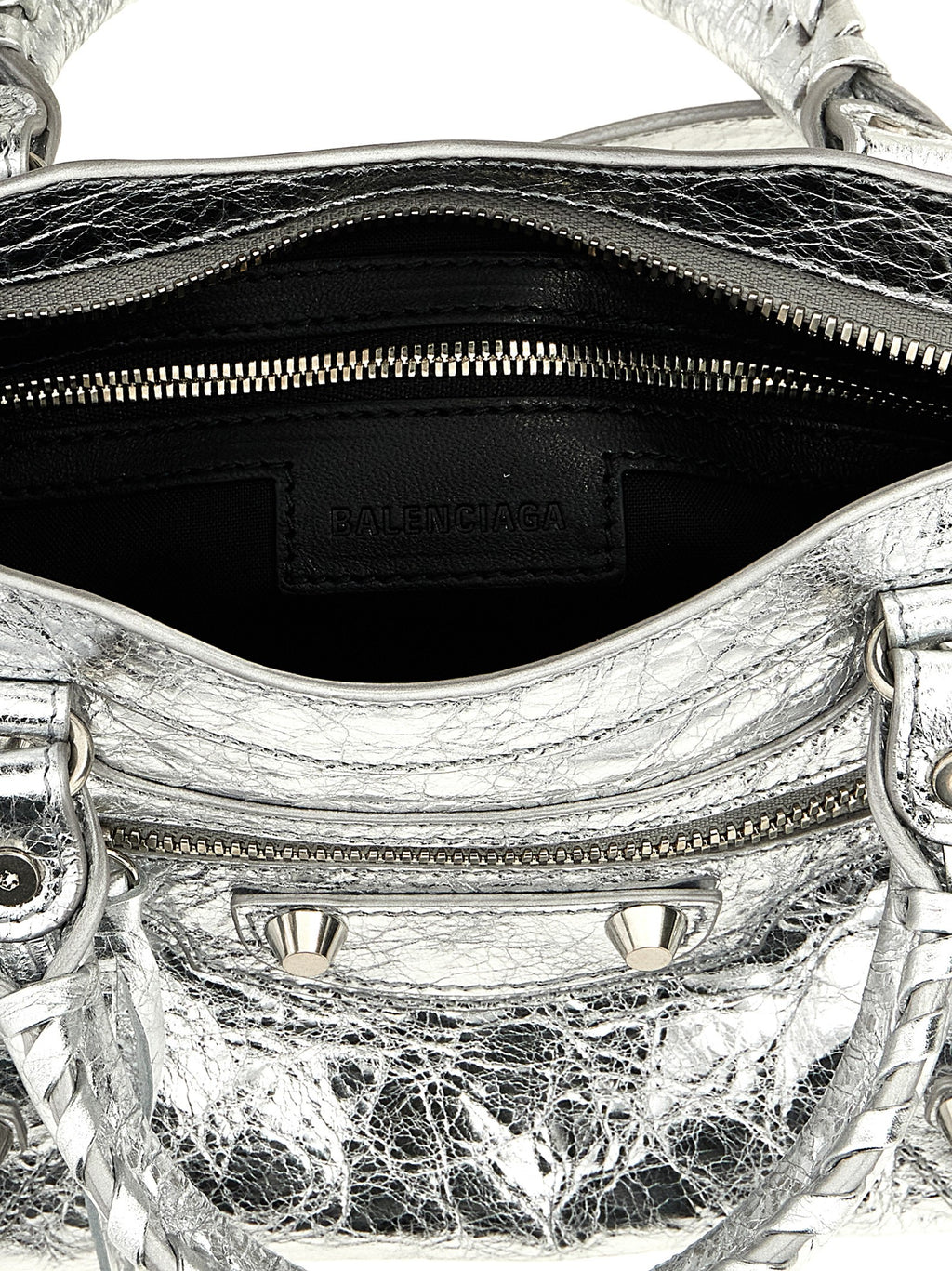 Silver Lamb Leather Handbag