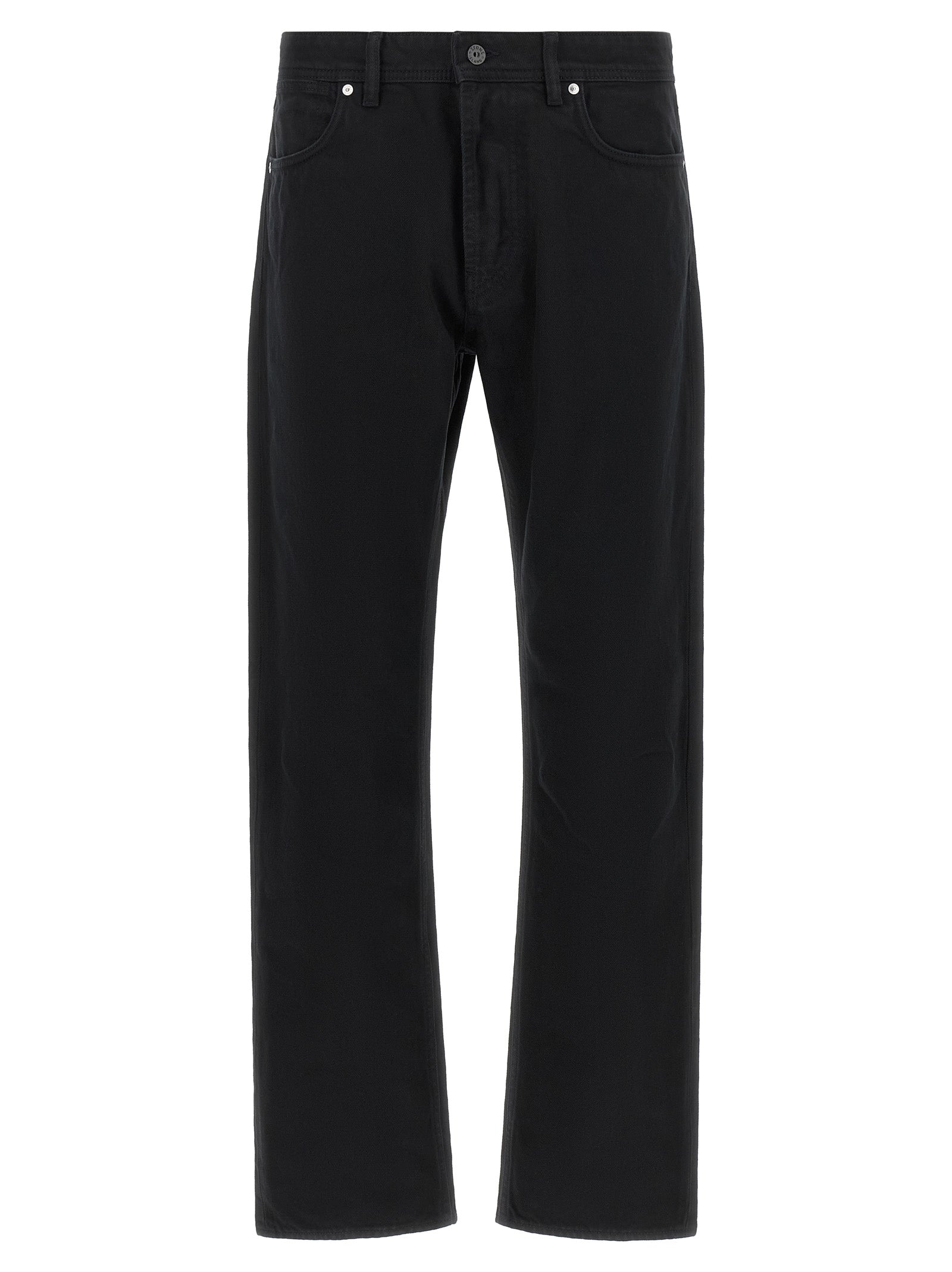 Black Cotton Straight-Leg Jeans