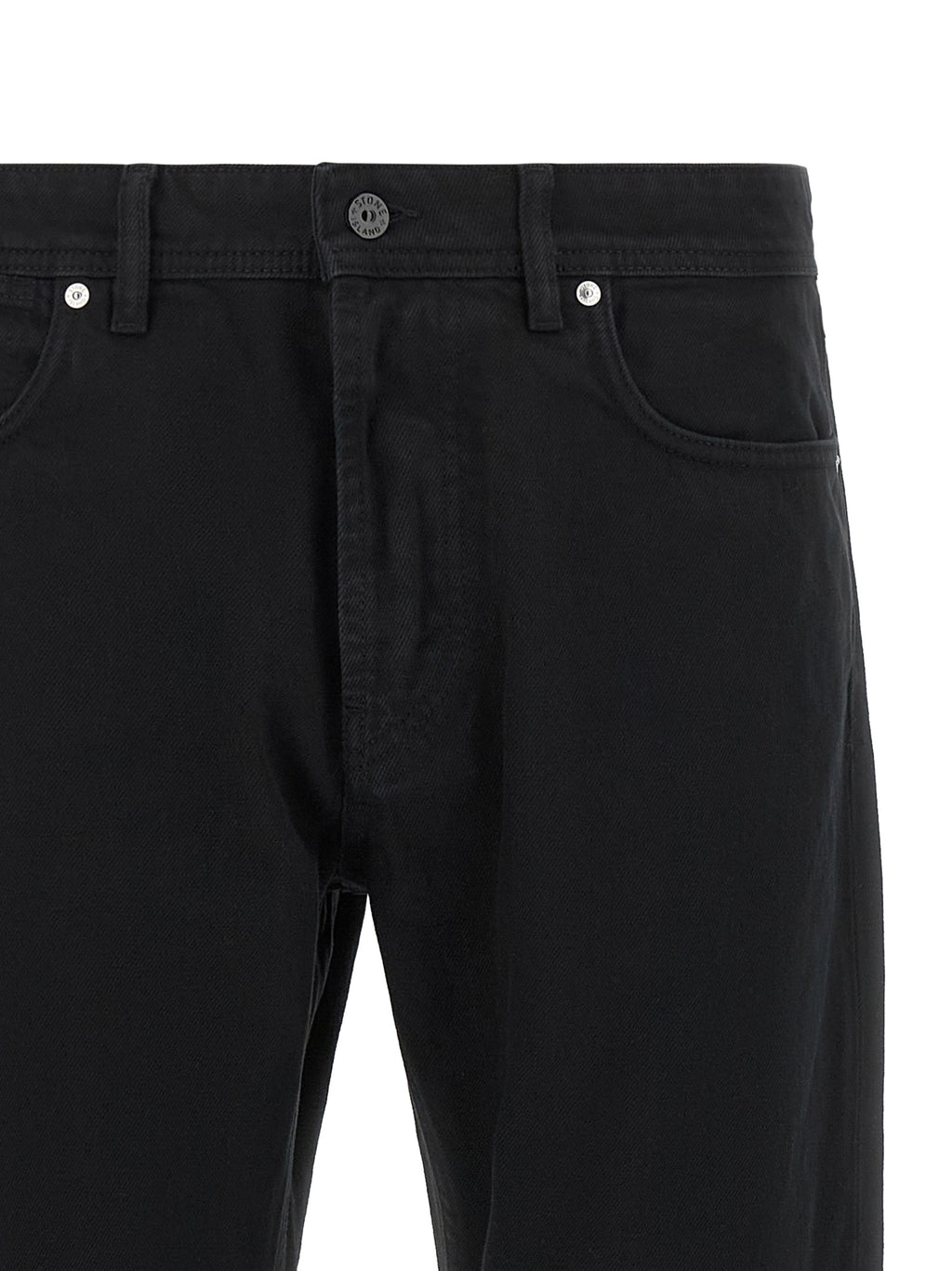 Black Cotton Straight-Leg Jeans