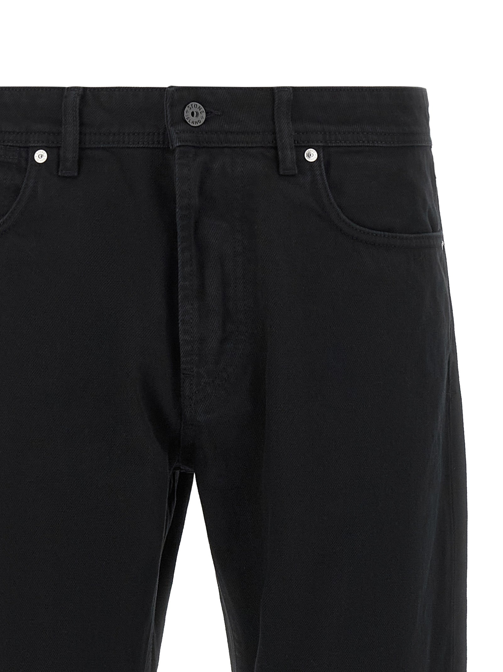 Black Cotton Straight-Leg Jeans