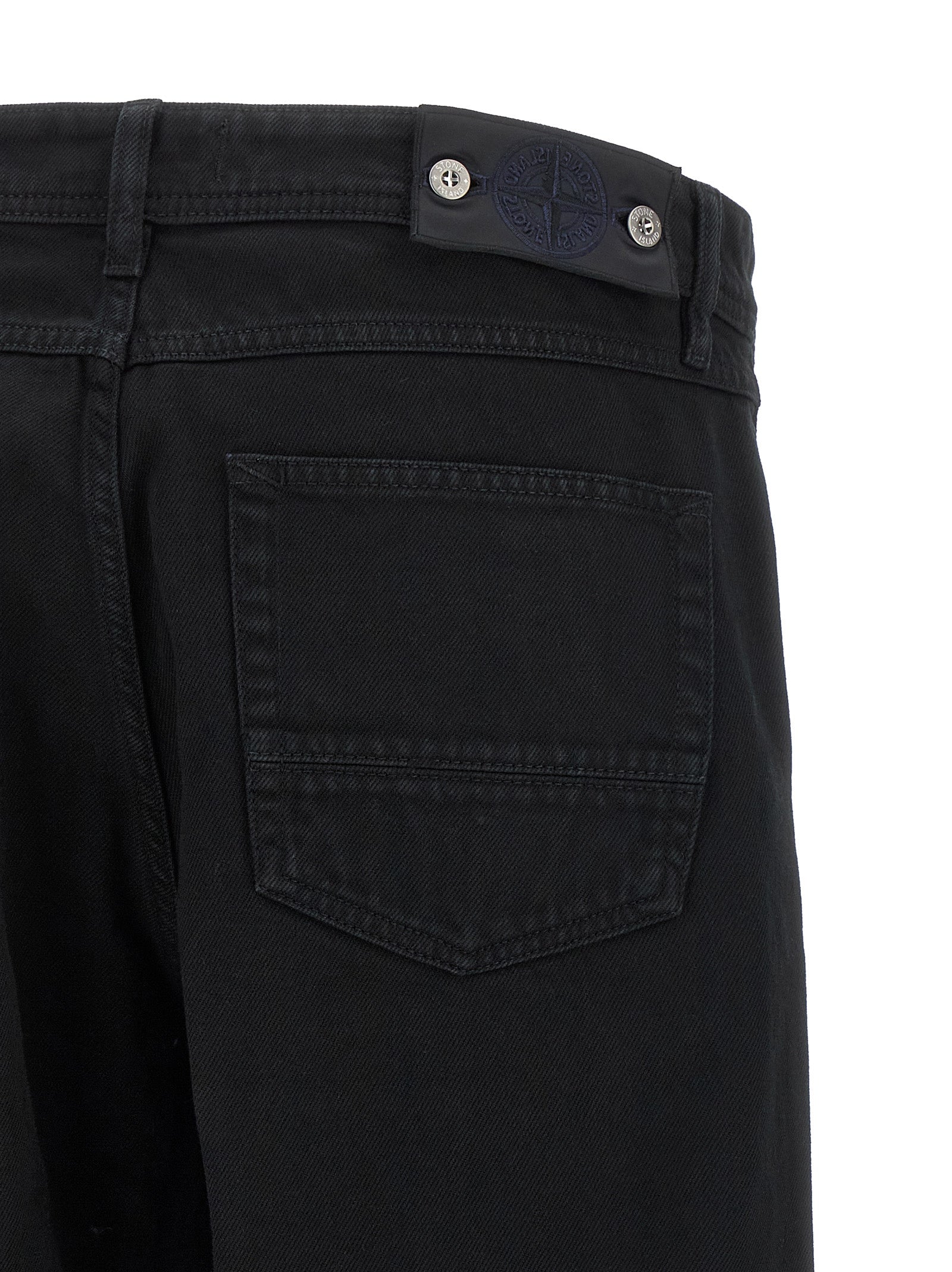Black Cotton Straight-Leg Jeans