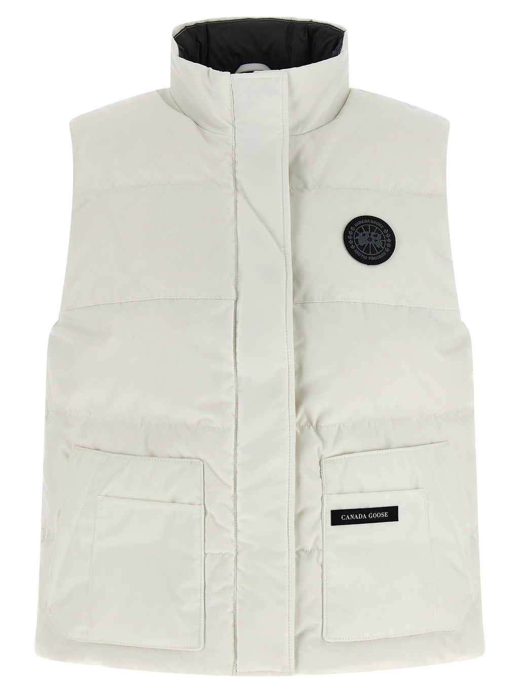 White Polyester Sleeveless Jacket