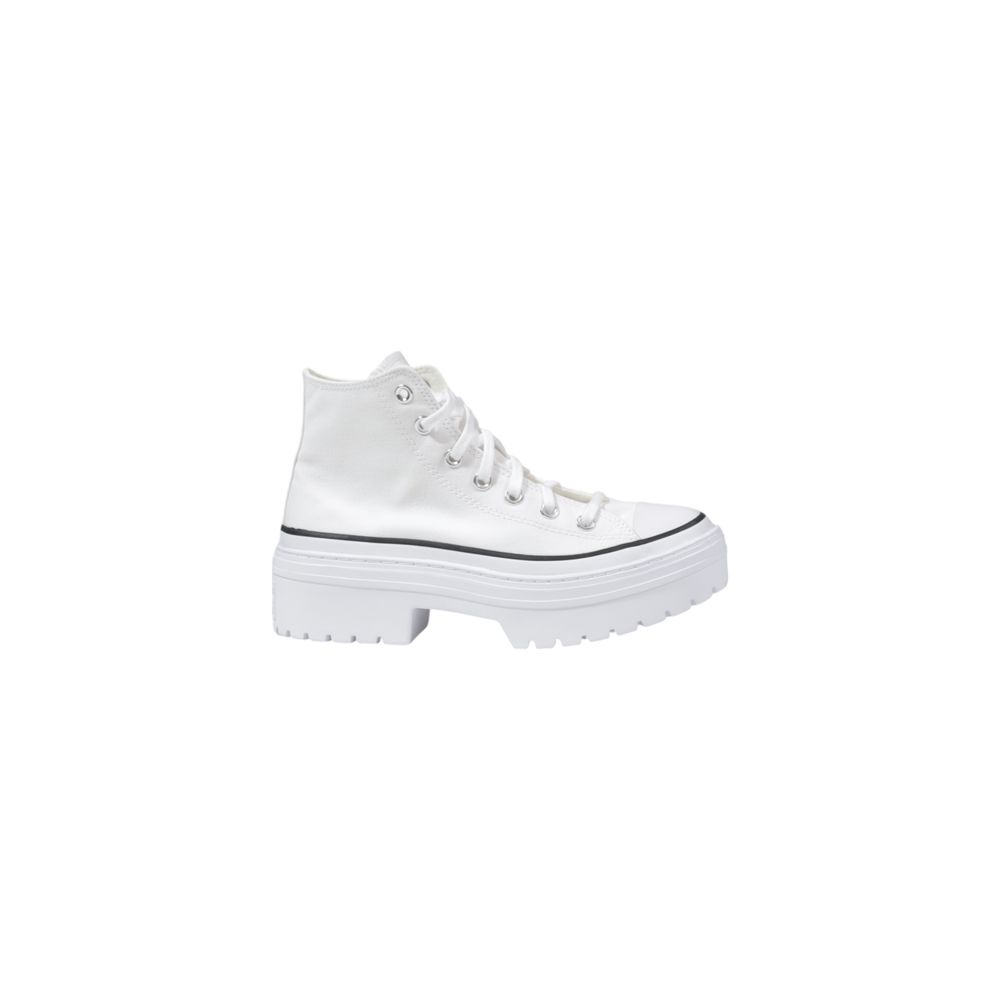 White Fabric Chunky Sneakers